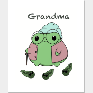 Granny Froggy with Tadpoles Posters and Art